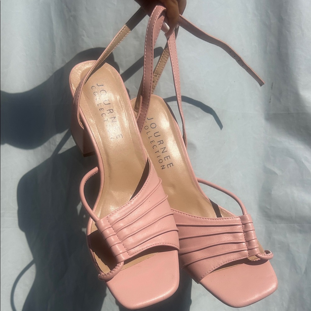 Journee Collection Blush Pink Strappy Heels